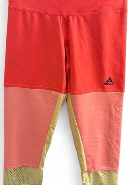 adidas Girls' Coral, Peach & Yellow Colorblock Leggings